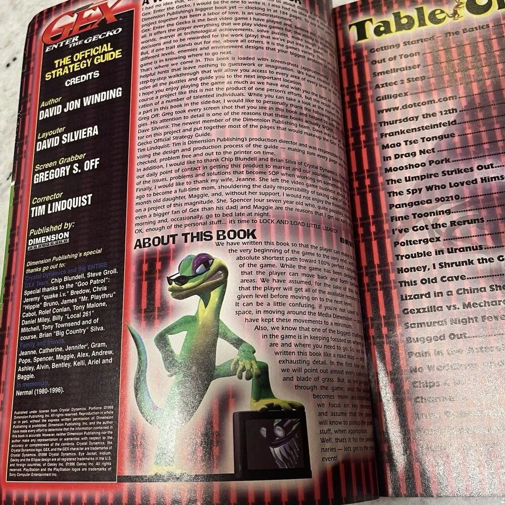 Gex Enter The Gecko (PS 1-PC) Official Strategy Guide By Dimension Rare & Clean